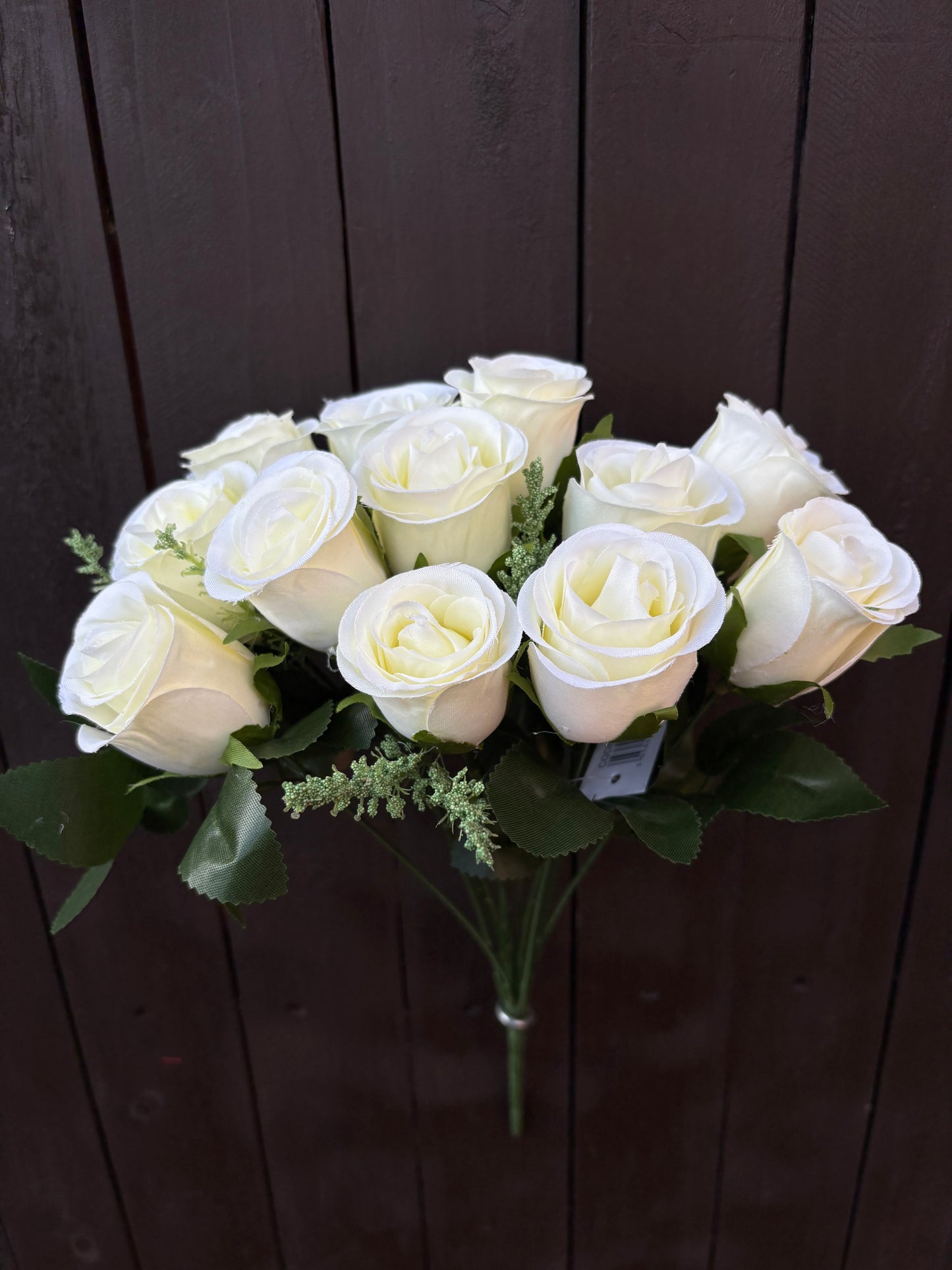 34cm ROSEBUD BUSH IVORY (12 HEADS)