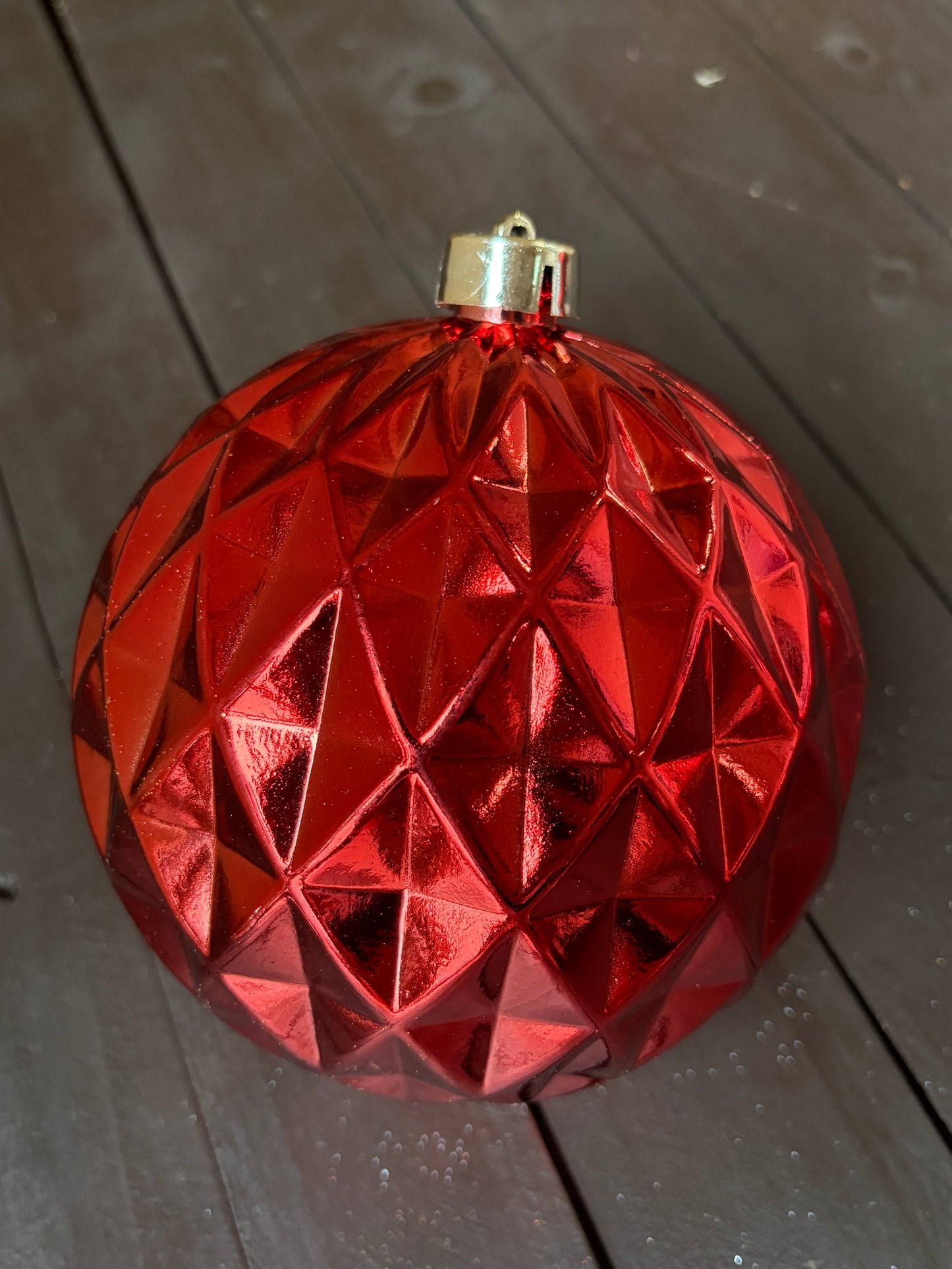 15cm DIAMOND BAUBLE RED