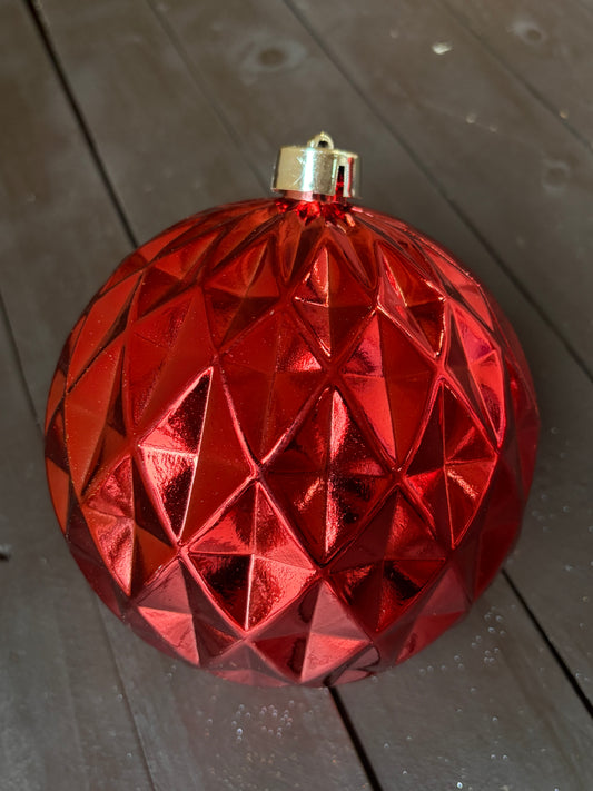 15cm DIAMOND BAUBLE RED