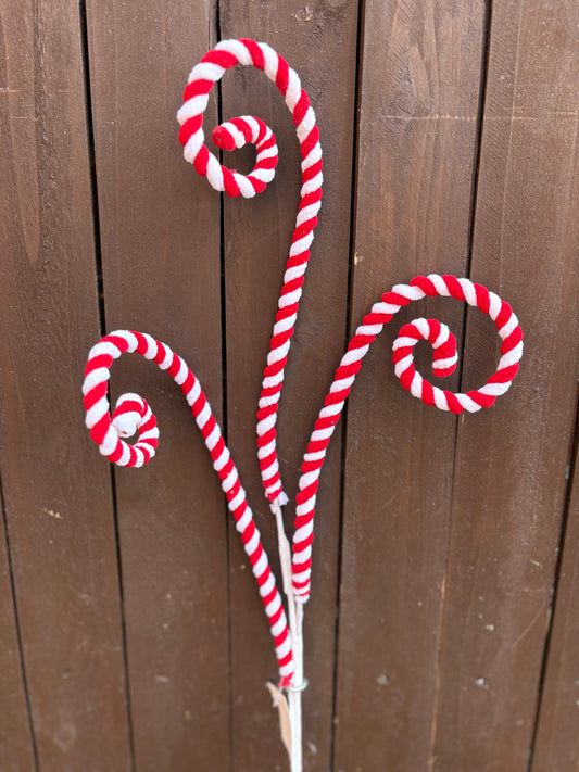 50cm TRIPLE CURLY CANDY CANE PICK