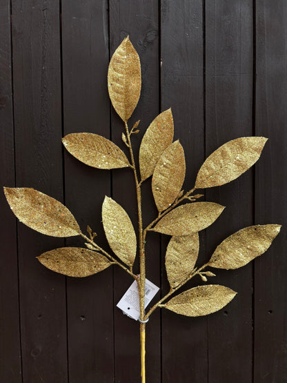72cm GLITTER LAUREL LEAF GOLD