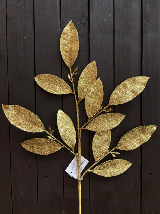 72cm GLITTER LAUREL LEAF GOLD