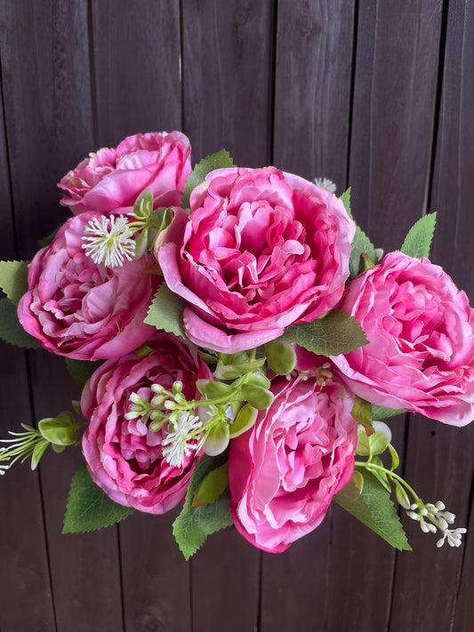 42cm LARGE PEONY BUSH (7 HEADS) VINTAGE PINK