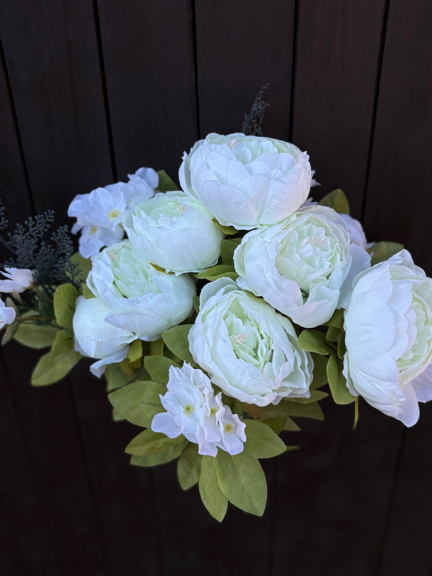 49cm LARGE DELUXE PEONY BUSH IVORY