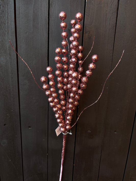 46cm GLITTERED BERRY & GRASS SPRAY PINK