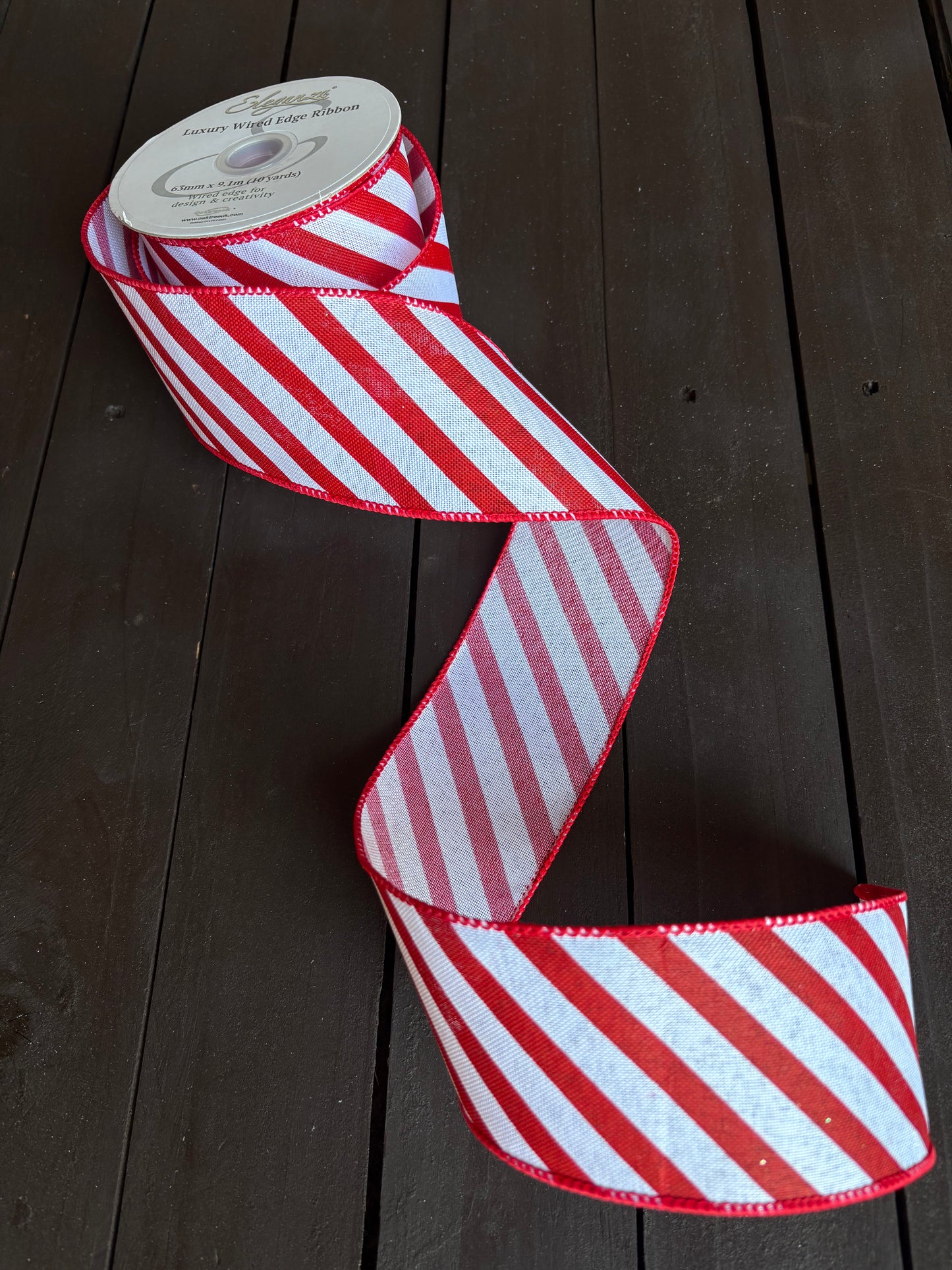 WIRED CANDY STRIPE RIBBON 63mm x 9.1m