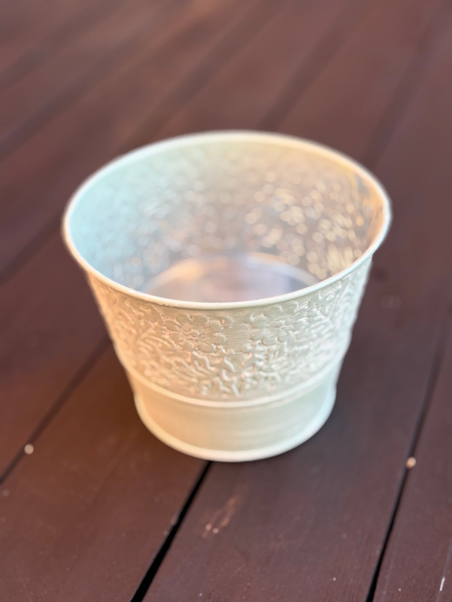 11.5cm METAL POT PASTEL GREEN