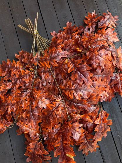 68cm OAK LEAF SPRAY RED/ORANGE