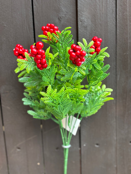 33cm CLUSTER BERRY & TWO TONE FOLIAGE BUNCH
