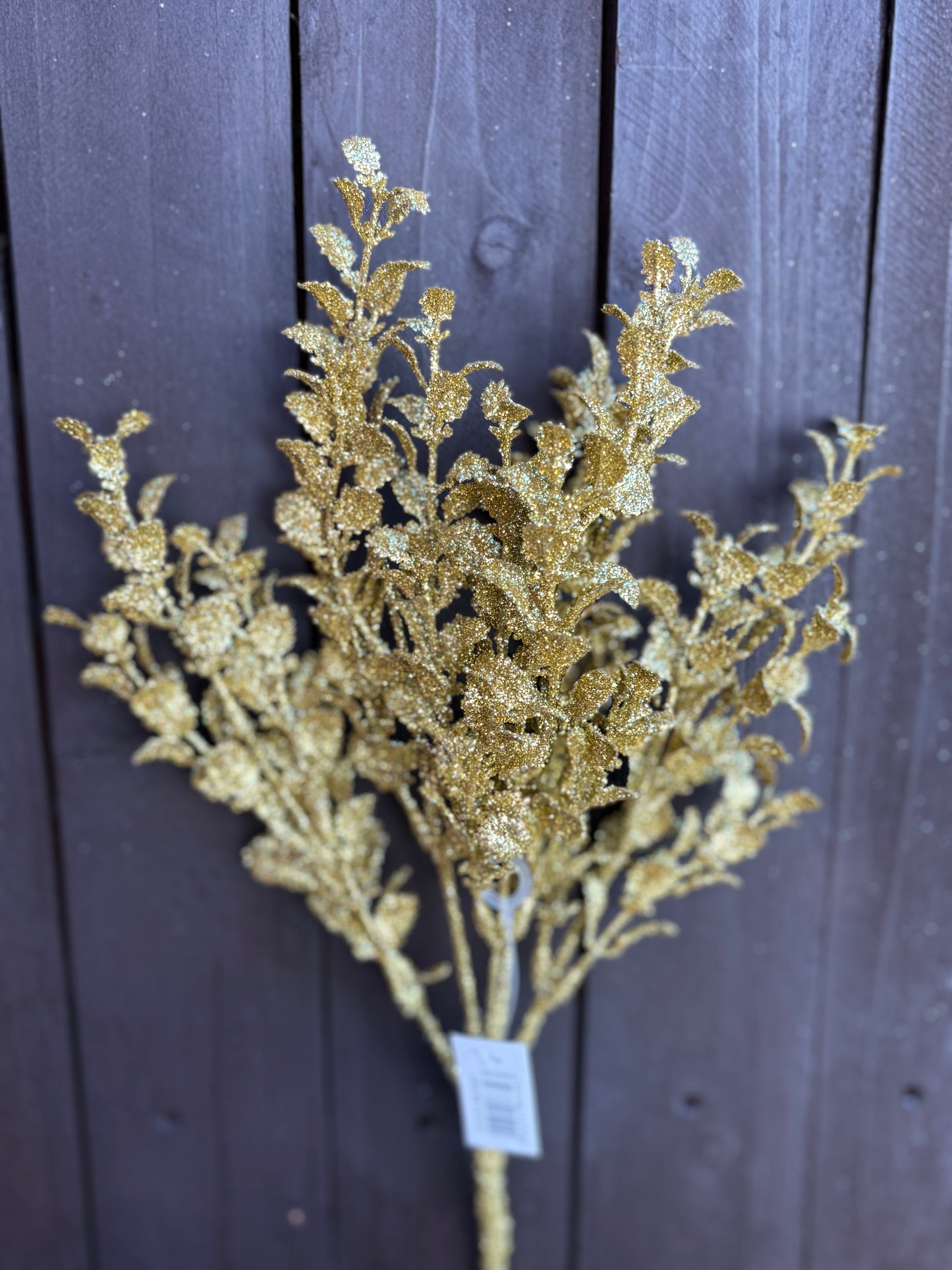 29cm GLITTERED EUCALYPTUS BUSH GOLD