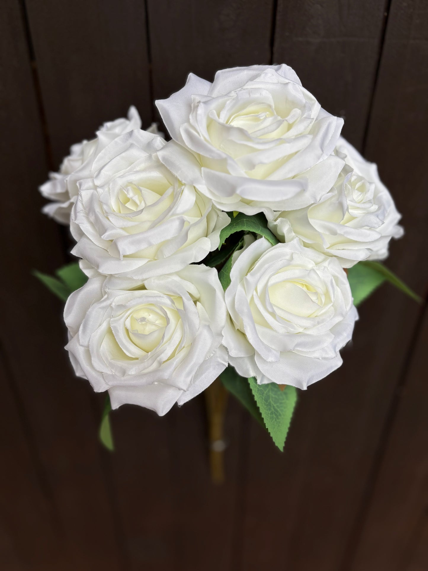 43cm 7 HEAD ROSE BUSH IVORY