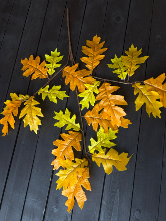 68cm LARGE OAK LEAF SPRAY YELLOW/ORANGE