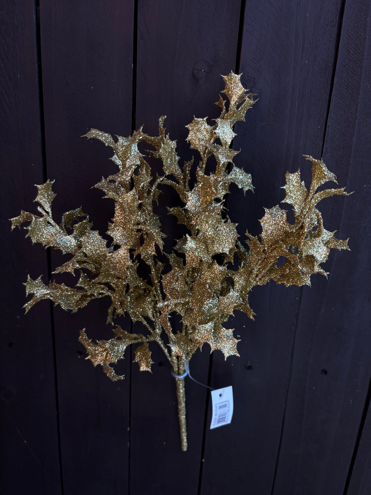 29cm GLITTERED HOLLY BUSH GOLD