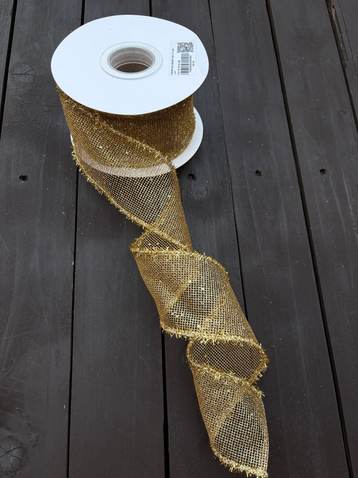 WIRED TINSEL METALLIC RIBBON GOLD