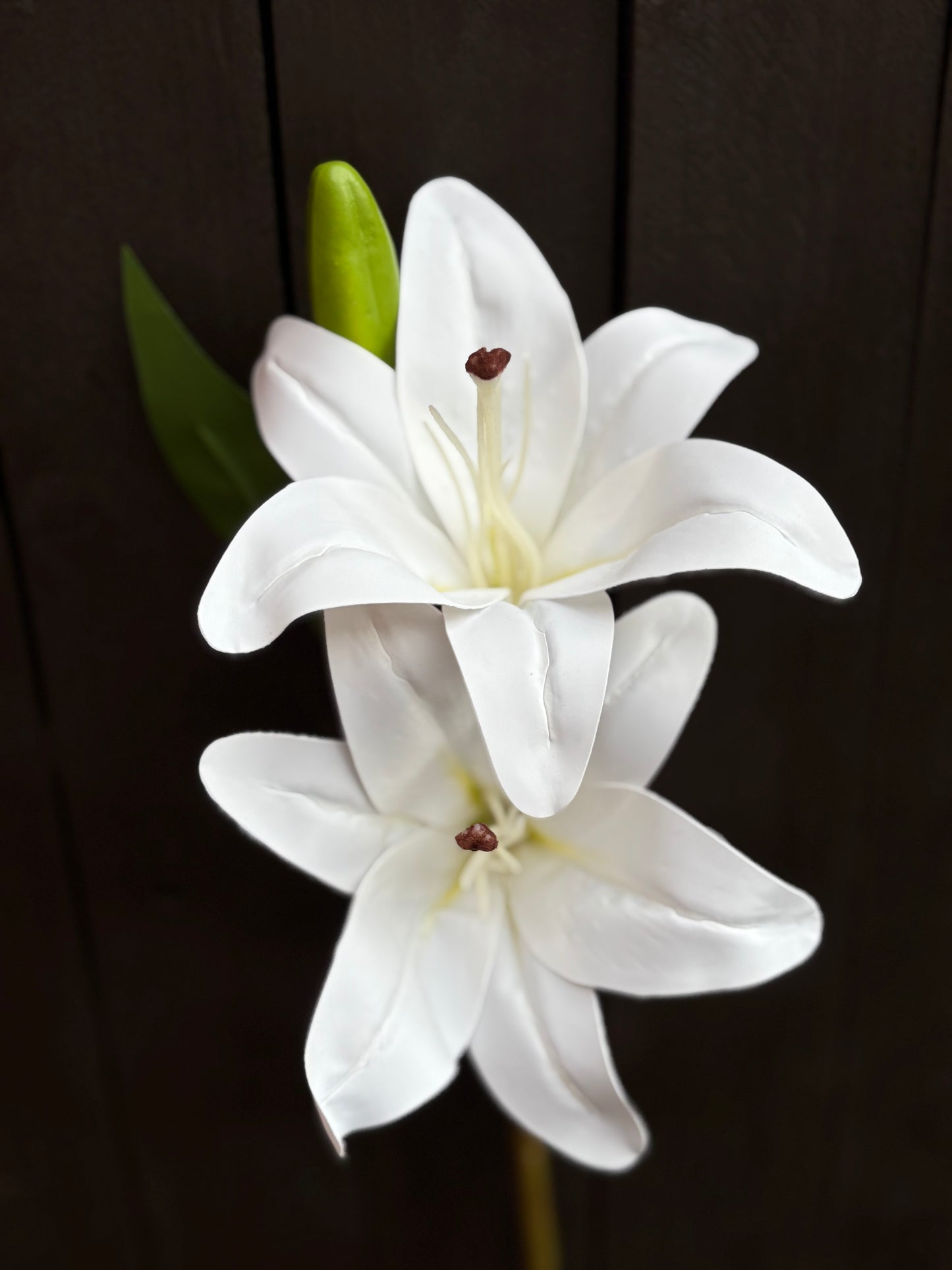 36cm DOUBLE LILY SPRAY WHITE