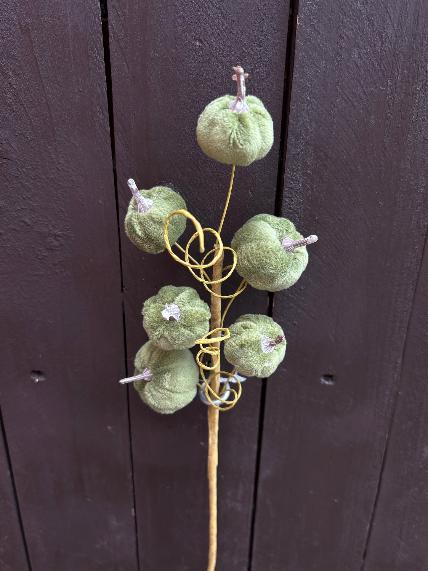 40cm MINI VELVET PUMPKIN SPRAY SAGE GREEN