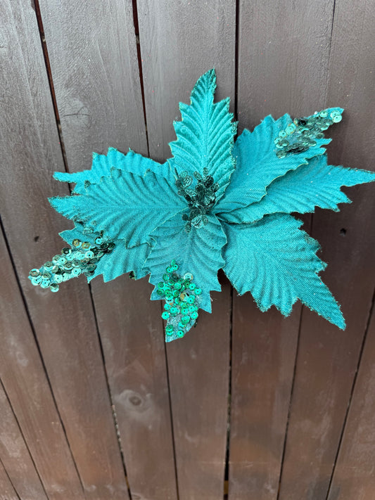 27cm POINSETTIA PICK DK GREEN