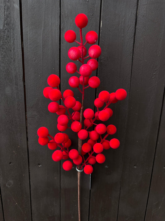 57cm FLOCKFOAM BERRY STEM RED