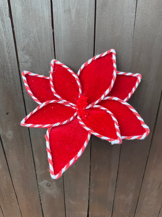 24cm CANDY STRIPE EDGE POINSETTIA PICK