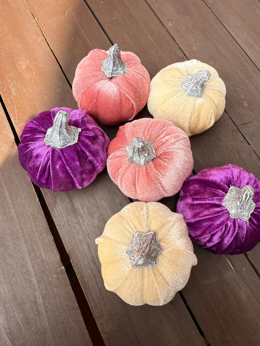 PK6 MEDIUM VELVET PUMPKIN MIXED BAG (PURPLE, PINK, IVORY)
