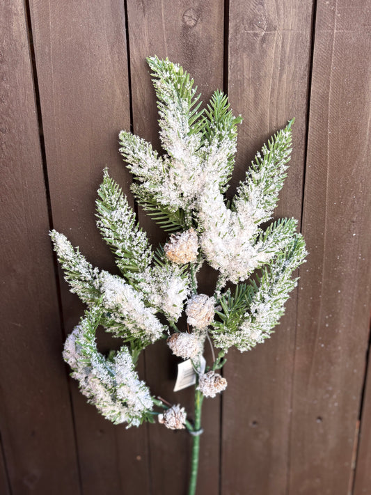 54cm SPRUCE SNOW & CONE  SPRAY GREEN