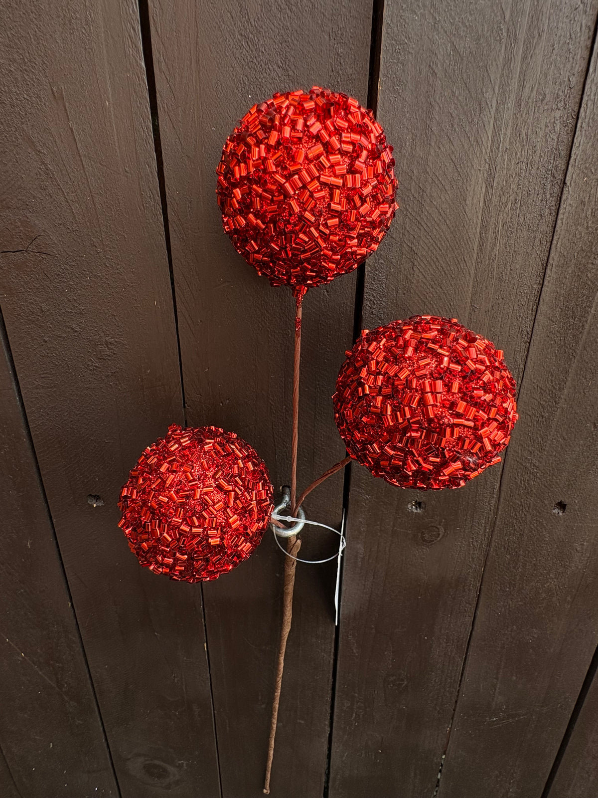 BEAD BAUBLE STEM RED