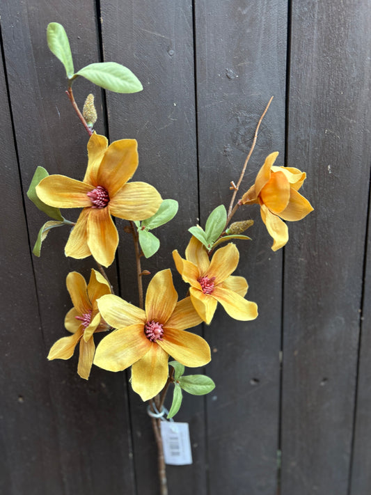 64cm MULTI MAGNOLIA SPRAY MUSTARD