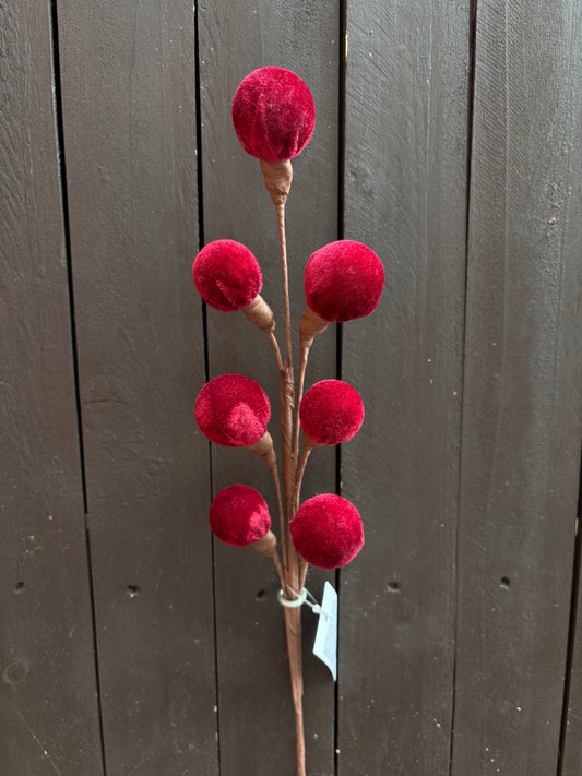 46cm 7 VELVET BALL STEM BURGUNDY
