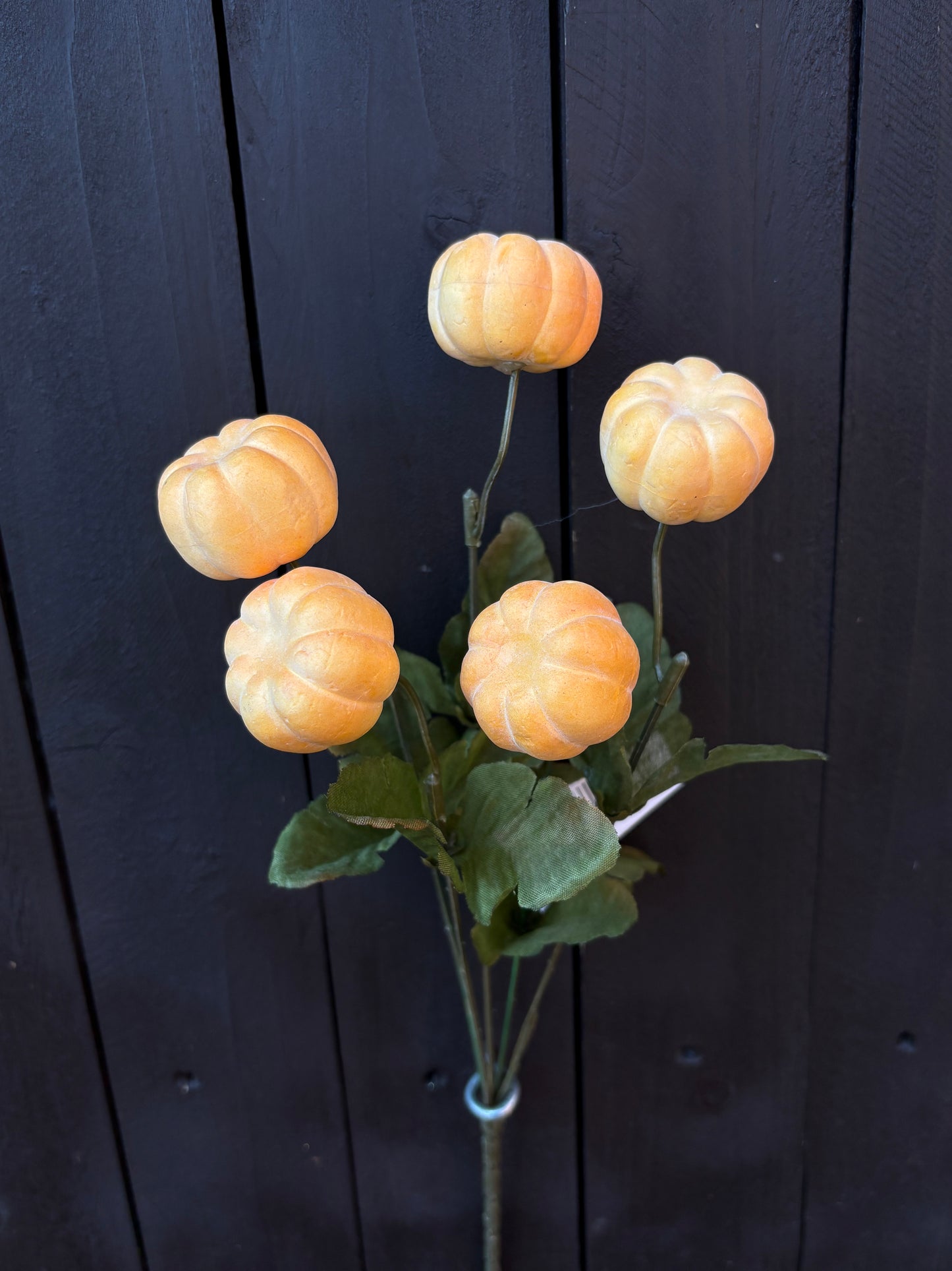 35cm 5 HEAD MINI PUMPKIN BUNCH LIGHT ORANGE