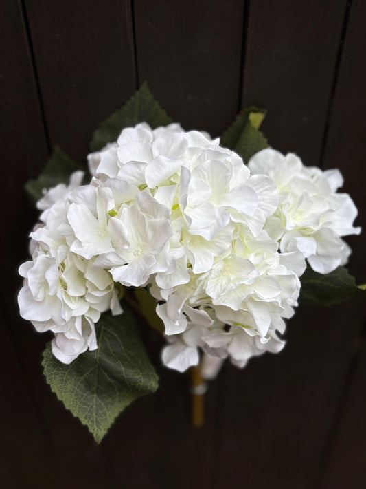 45cm 5 HEAD HYDRANGEA BUSH IVORY