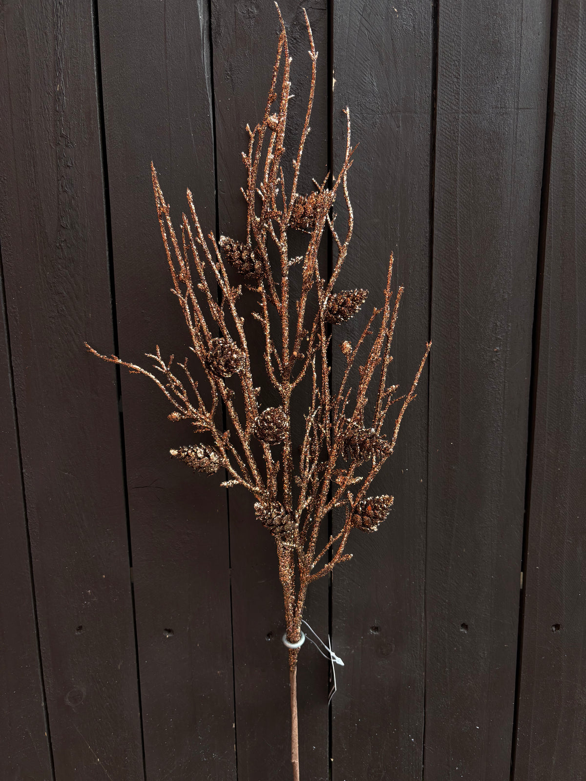 71cm GLITTER TWIG & MINI CONE BRANCH BRONZE