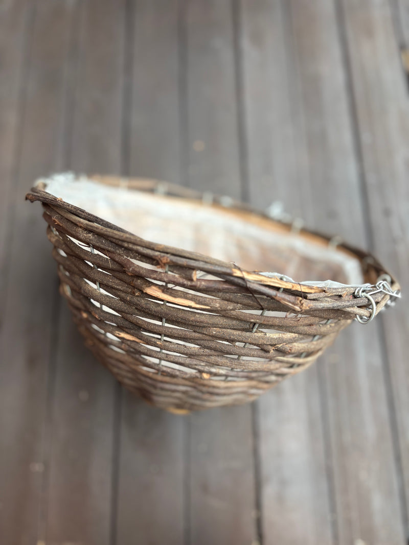 12" RATTAN ROUND HANGING BASKET