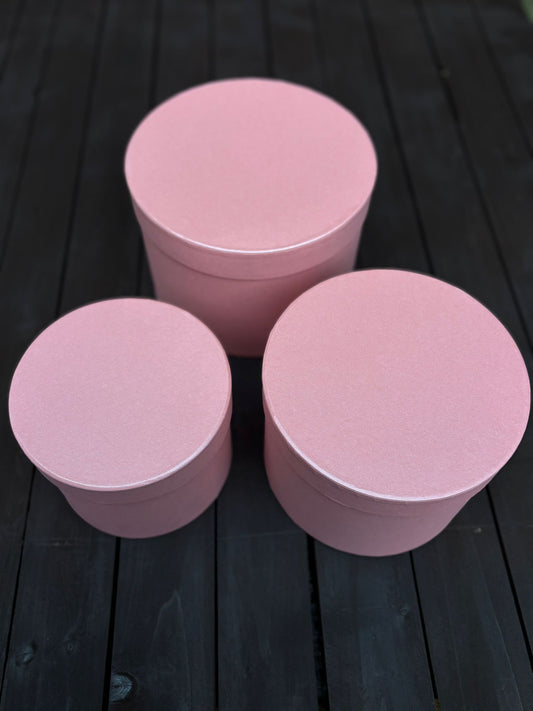 SET OF 3 14cm ROUND HAT BOXES PINK