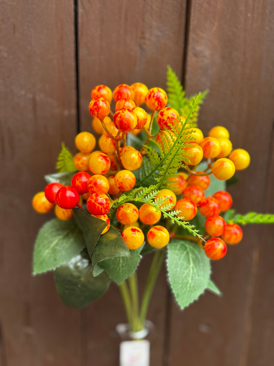31cm BERRY BUSH FERN ORANGE
