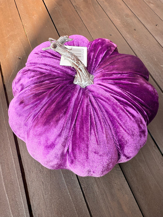 20CM LARGE SINGLE VELVET PUMPKIN PURPLE