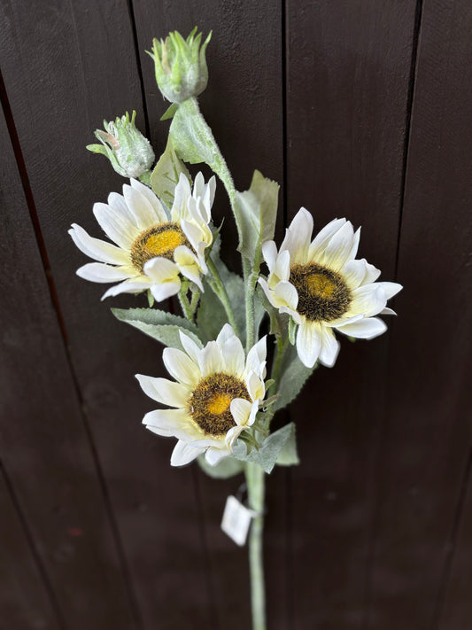 SILK SMALL SUNFLOWER SPRAY IVORY