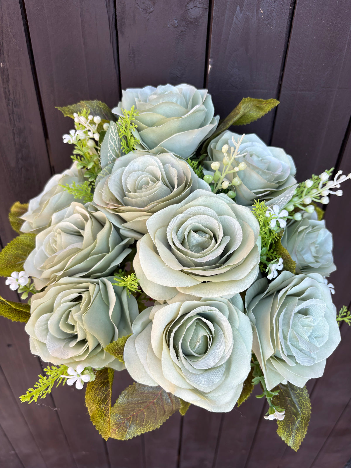 10 HEAD DELUXE ROSE BUNCH SAGE GREEN