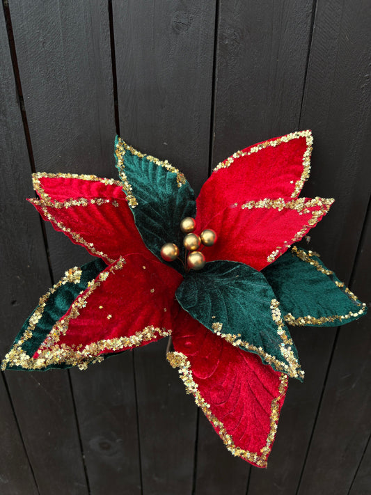 30cm STAR EDGE POINSETTIA RED/GREEN