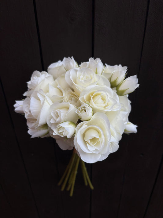 30cm MINI ROSE & ROSEBUD BUNDLE IVORY