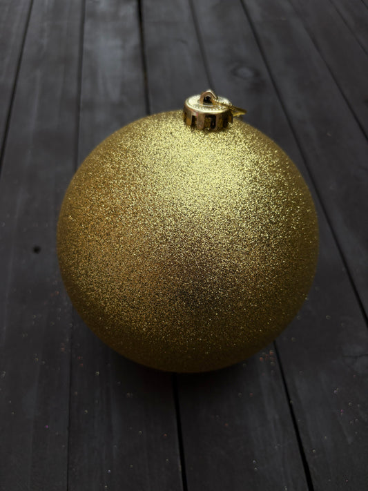 15cm GLITTERED CHRISTMAS BAUBLE GOLD