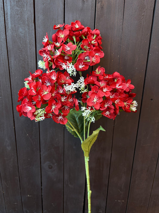 72cm BUDDING HYDRANGEA SPRAY RED