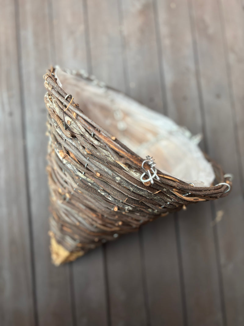 12" RATTAN CONE HANGING BASKET