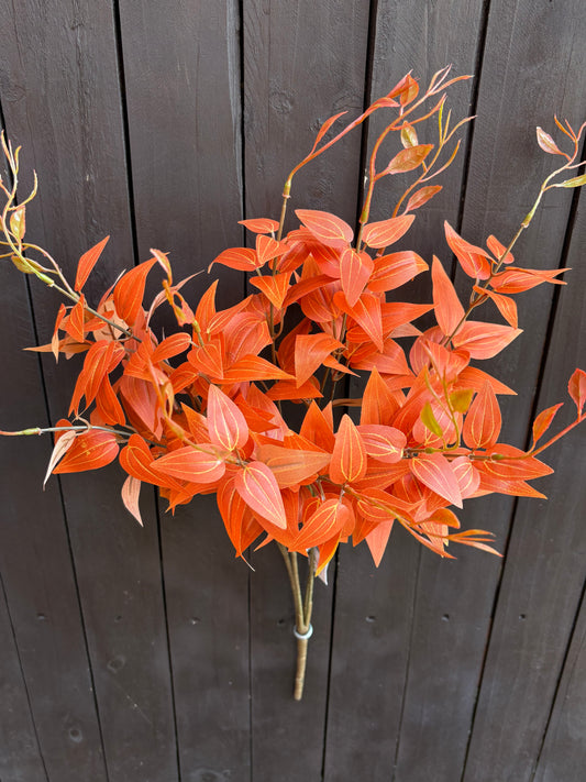 58cm ITALIAN RUSCUS BUSH FOLIAGE ORANGE/BROWN