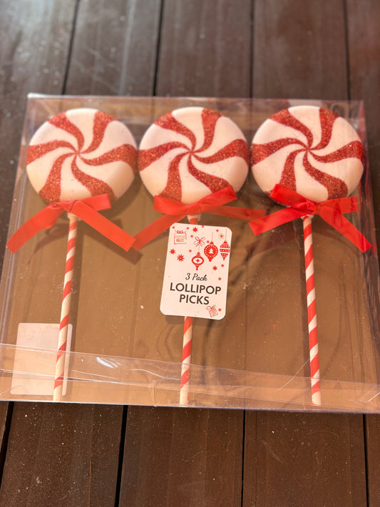 PK3 GLITTER LOLLIPOP RED/WHITE SWIRL