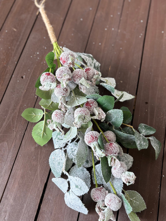 58cm WINTER ROSEHIP TEARDROP SWAG RED