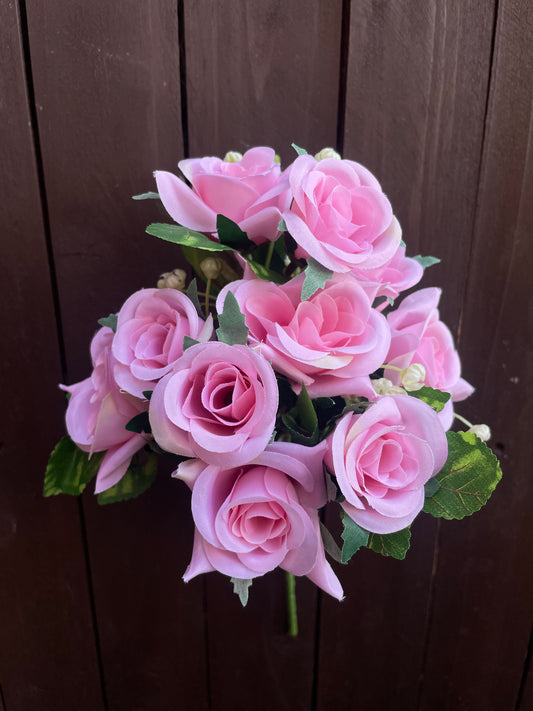 31cm ROSE BUSH (10 HEADS) PINK