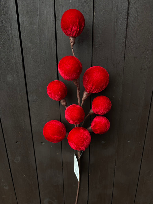58cm VELVET BALL SPRAY DARK RED
