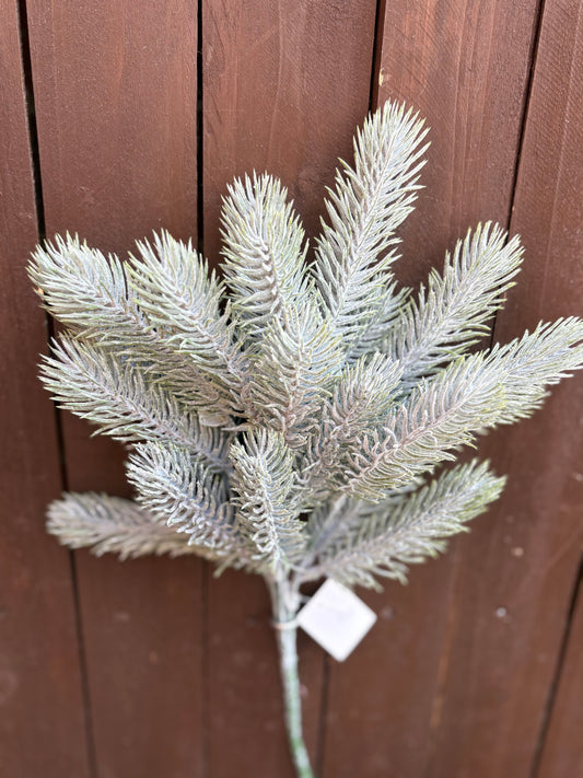 62cm FLOCKED SPRUCE SPRAY NATURAL GREEN