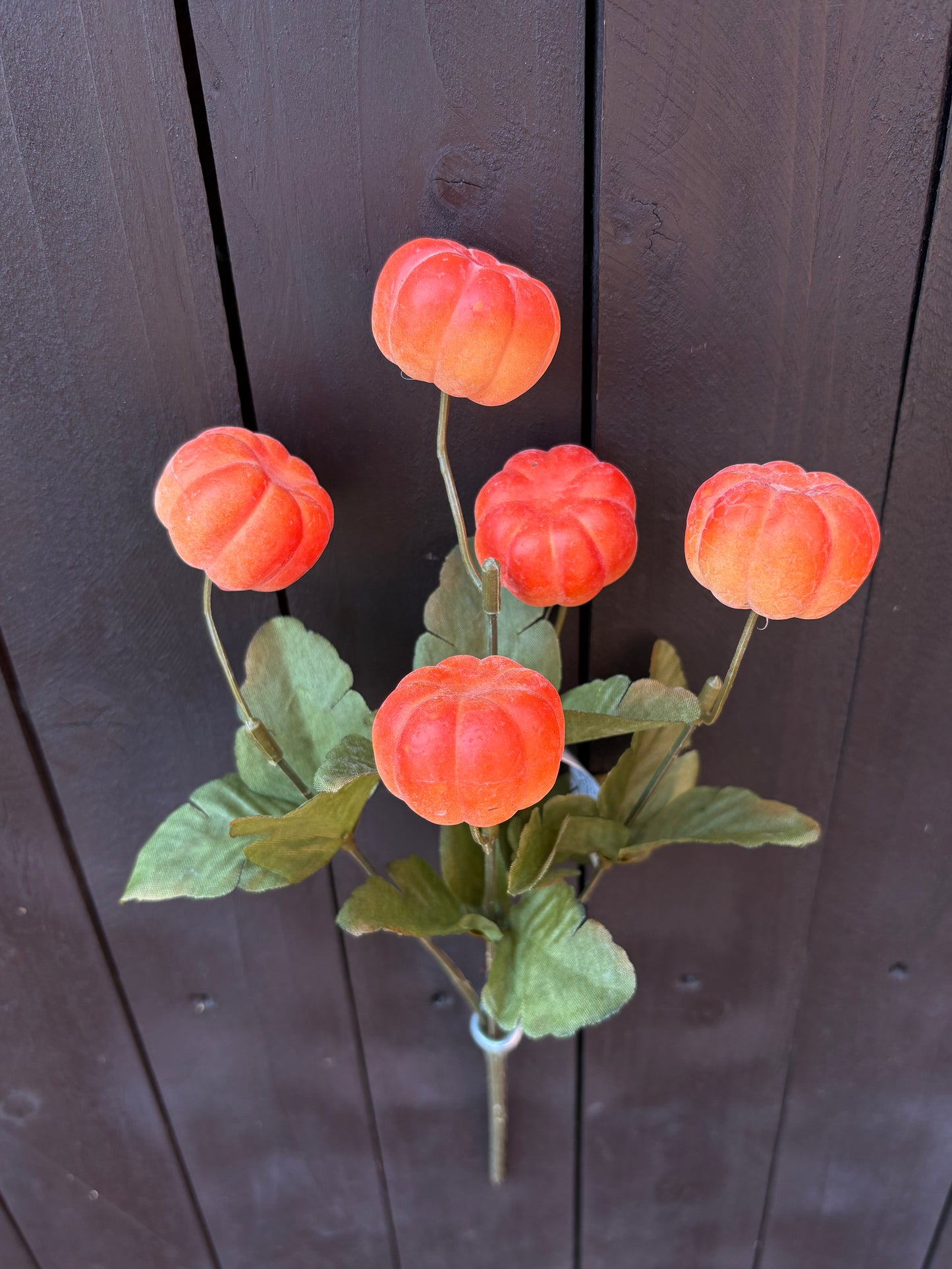 35cm 5 HEAD MINI PUMPKIN BUNCH DARK ORANGE