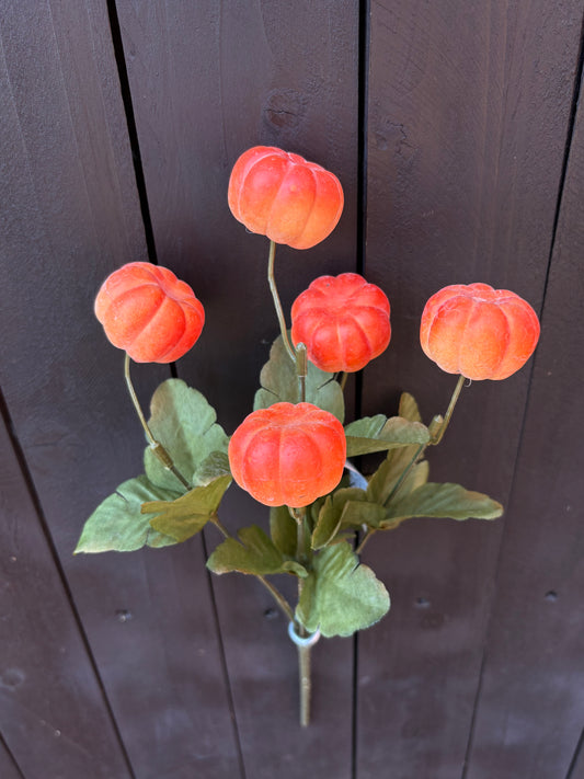35cm 5 HEAD MINI PUMPKIN BUNCH DARK ORANGE